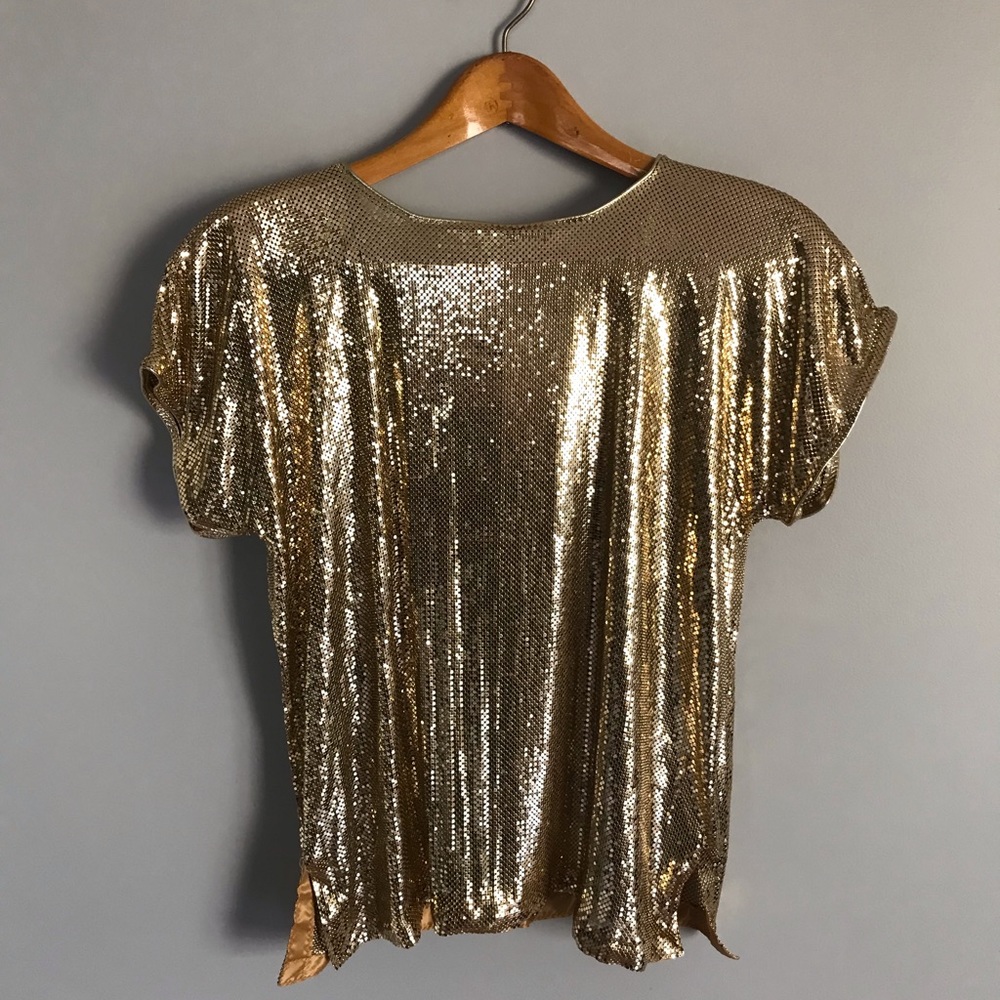 Whiting&Davis metal mesh gold top